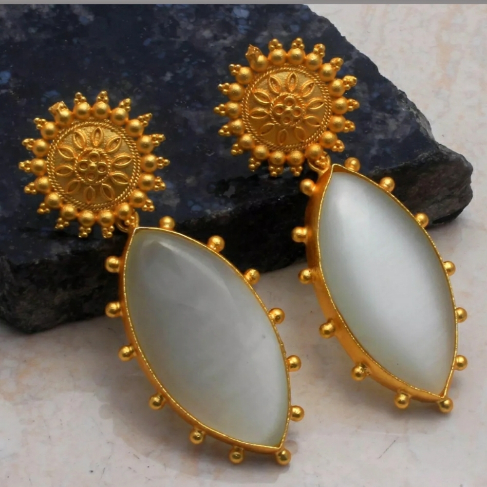 New Cat Eye Gold Statement Earrings.
